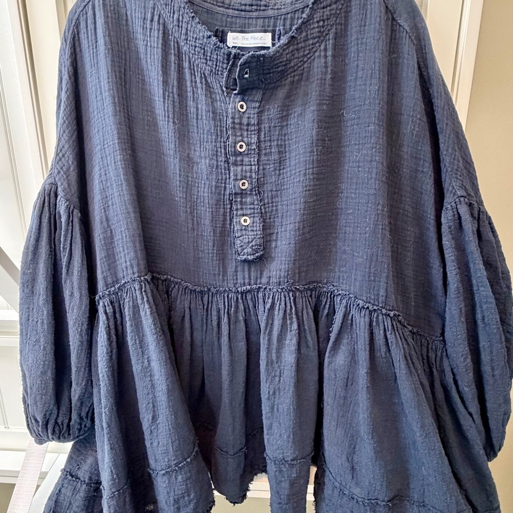 We The Free Navy Textured Top